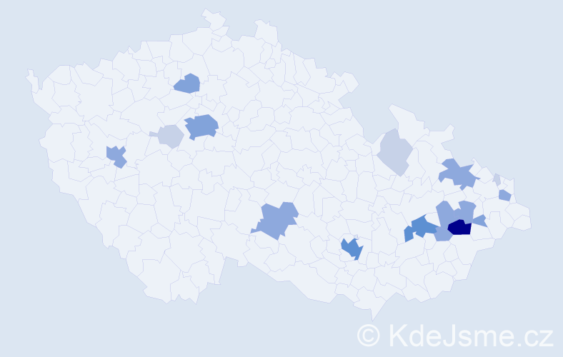 Příjmení: 'Slimáčková', počet výskytů 48 v celé ČR