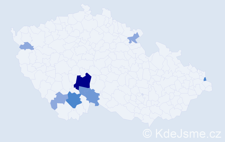 Příjmení: 'Aujezdecký', počet výskytů 19 v celé ČR