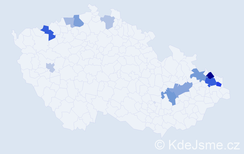 Příjmení: 'Šafran', počet výskytů 29 v celé ČR