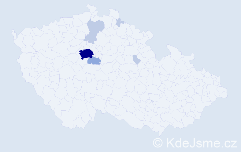 Příjmení: 'Kšádová', počet výskytů 16 v celé ČR
