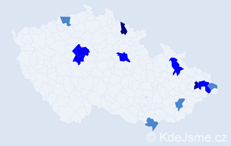 Příjmení: 'Stefanovová', počet výskytů 20 v celé ČR