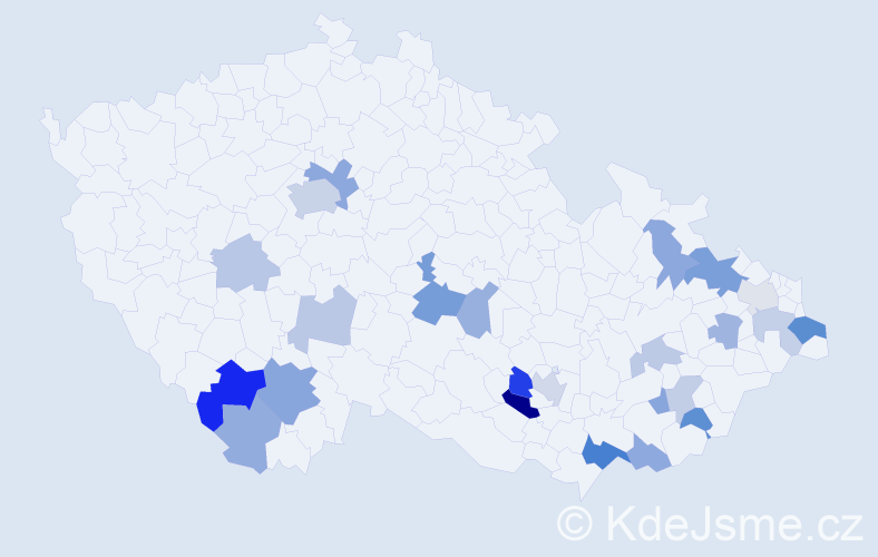 Příjmení: 'Viskupová', počet výskytů 47 v celé ČR