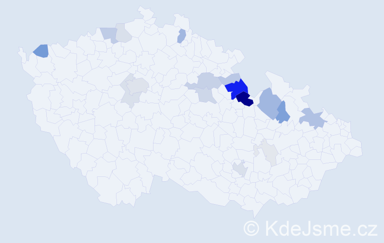 Příjmení: 'Durchánková', počet výskytů 75 v celé ČR