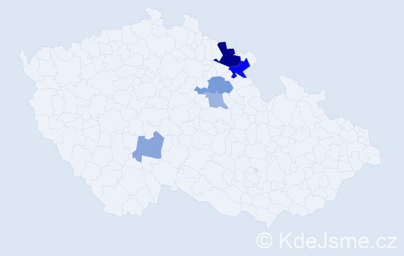 Příjmení: 'Rejdák', počet výskytů 11 v celé ČR