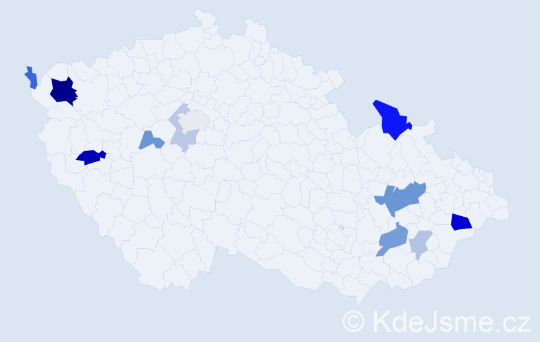 Příjmení: 'Tonhauserová', počet výskytů 26 v celé ČR