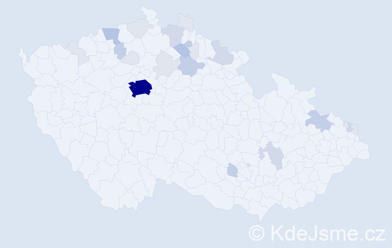 Příjmení: 'Adamičková', počet výskytů 72 v celé ČR