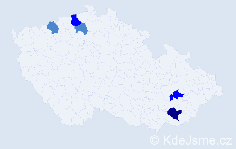Příjmení: 'Handrlicová', počet výskytů 9 v celé ČR