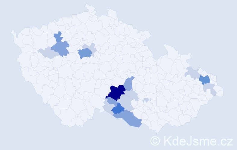 Příjmení: 'Cvaková', počet výskytů 52 v celé ČR