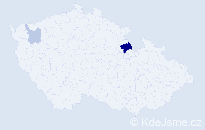 Příjmení: 'Matiásek', počet výskytů 5 v celé ČR