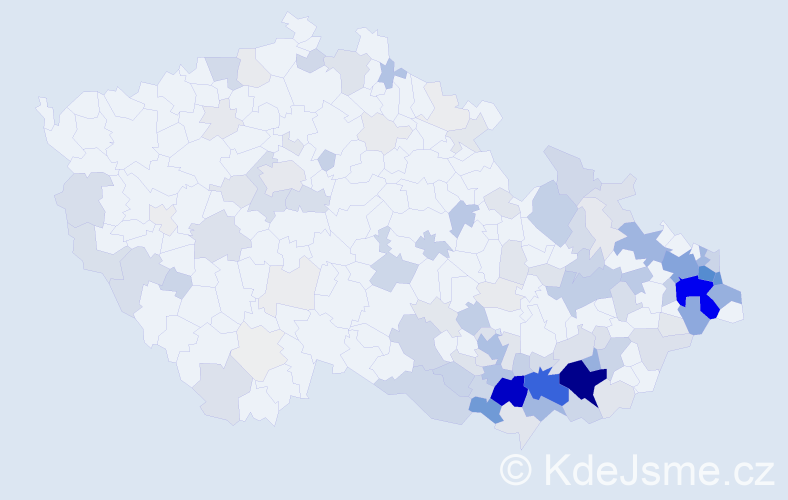 Příjmení: 'Hrabcová', počet výskytů 610 v celé ČR