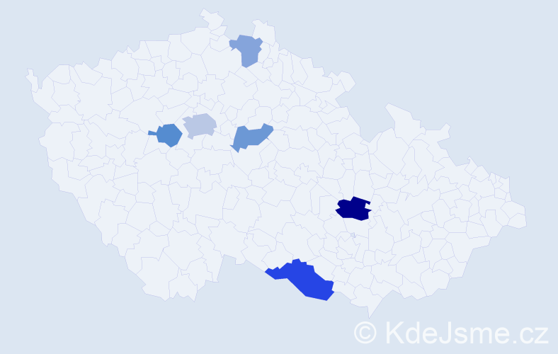 Příjmení: 'Prochazka', počet výskytů 10 v celé ČR