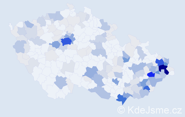 Příjmení: 'Bača', počet výskytů 653 v celé ČR
