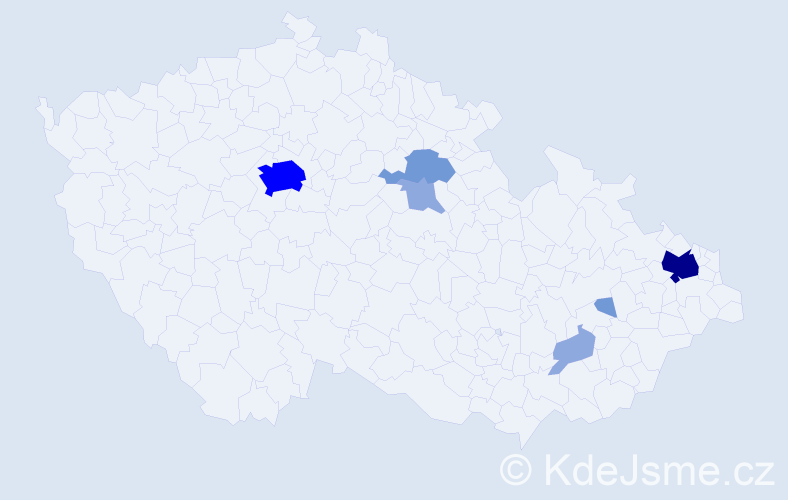Příjmení: 'Ondrejček', počet výskytů 16 v celé ČR