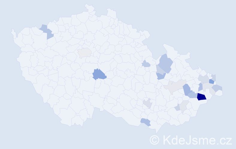 Příjmení: 'Kantorek', počet výskytů 56 v celé ČR