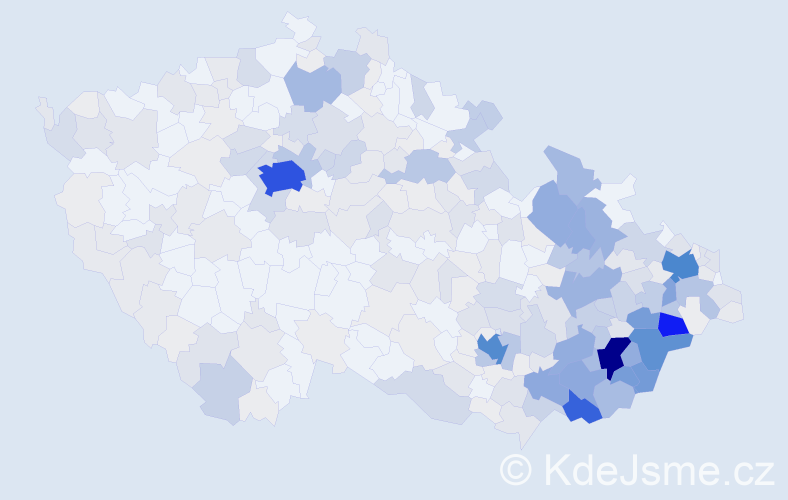 Příjmení: 'Slovák', počet výskytů 1374 v celé ČR