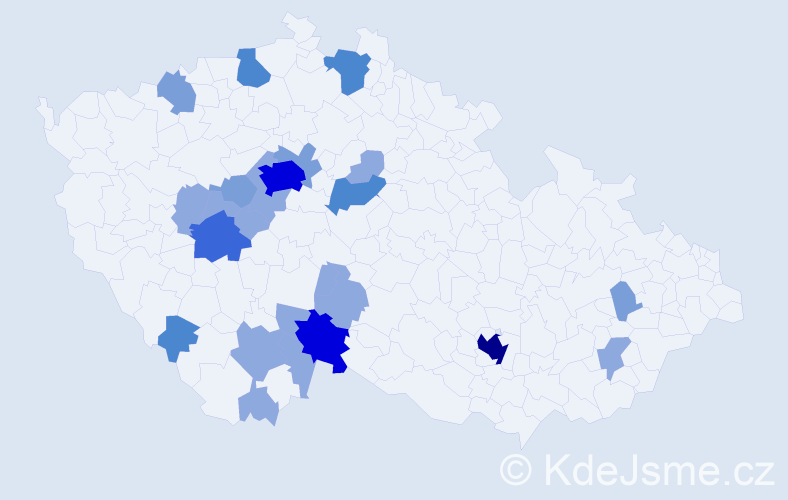 Příjmení: 'Markesová', počet výskytů 55 v celé ČR