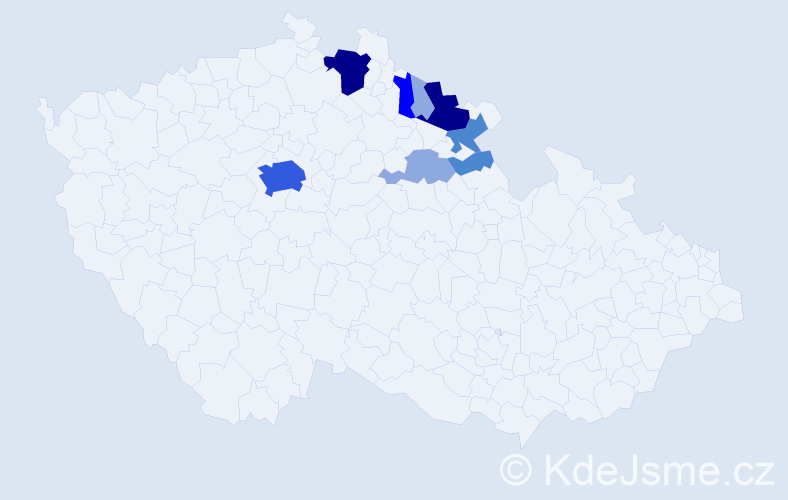 Příjmení: 'Libnar', počet výskytů 23 v celé ČR