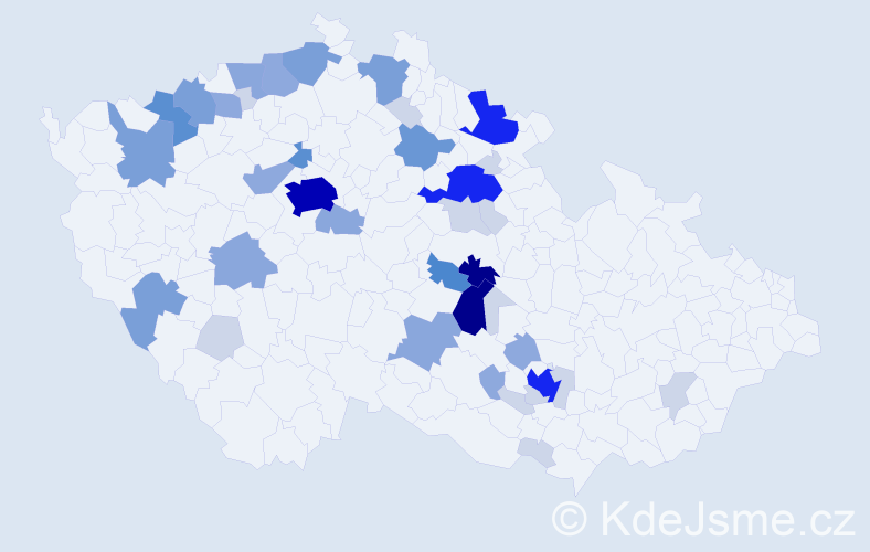 Příjmení: 'Hamák', počet výskytů 148 v celé ČR