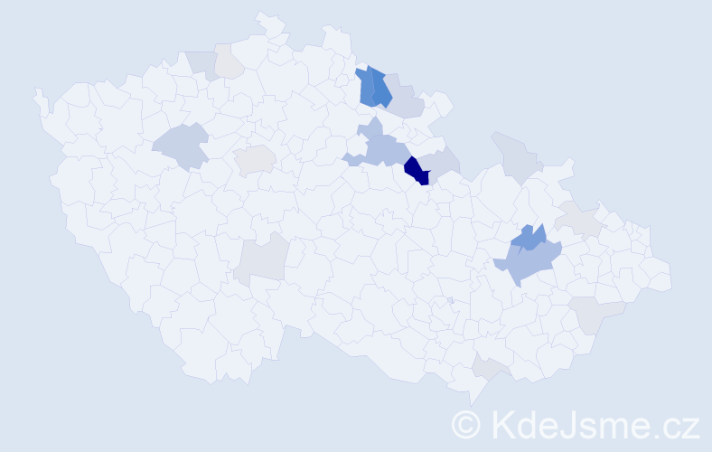 Příjmení: 'Prošvic', počet výskytů 57 v celé ČR