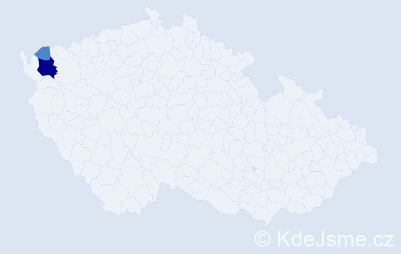 Příjmení: 'Modroková', počet výskytů 6 v celé ČR