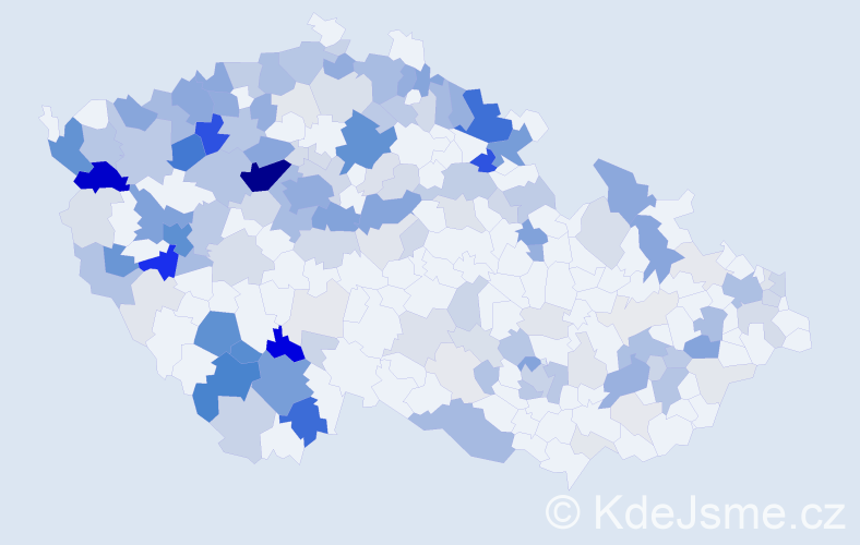 Příjmení: 'Kuna', počet výskytů 624 v celé ČR