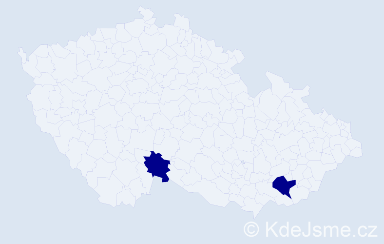 Příjmení: 'Baštárová', počet výskytů 2 v celé ČR