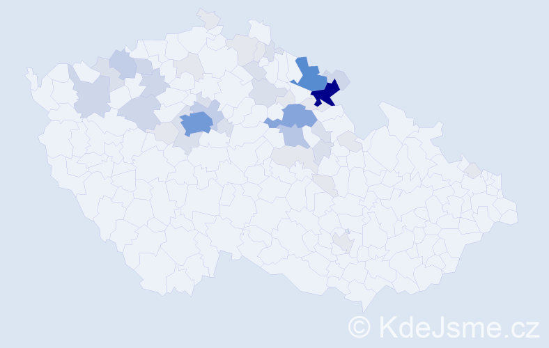 Příjmení: 'Burdychová', počet výskytů 145 v celé ČR