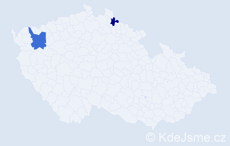 Příjmení: 'Pachá', počet výskytů 3 v celé ČR