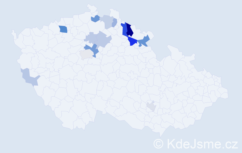 Příjmení: 'Tauchmannová', počet výskytů 45 v celé ČR