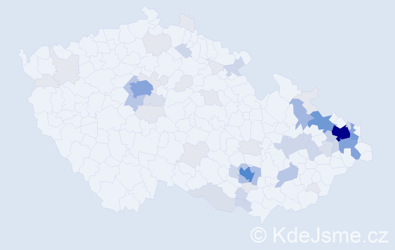 Příjmení: 'Havlásková', počet výskytů 206 v celé ČR