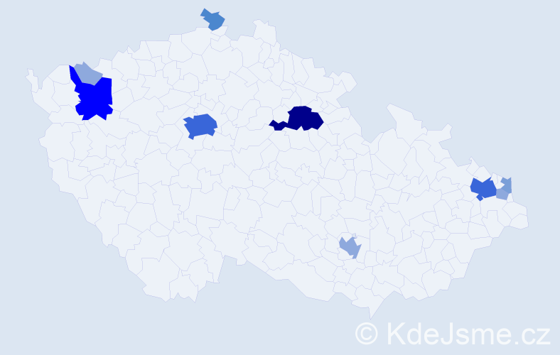 Příjmení: 'Pencáková', počet výskytů 28 v celé ČR