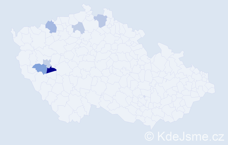 Příjmení: 'Hulecová', počet výskytů 11 v celé ČR