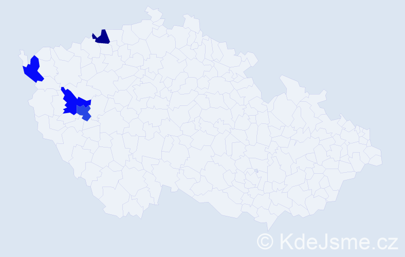 Příjmení: 'Korjenková', počet výskytů 5 v celé ČR
