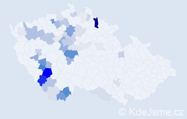 Příjmení: 'Frková', počet výskytů 162 v celé ČR