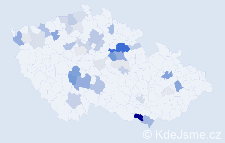 Příjmení: 'Pechánek', počet výskytů 151 v celé ČR