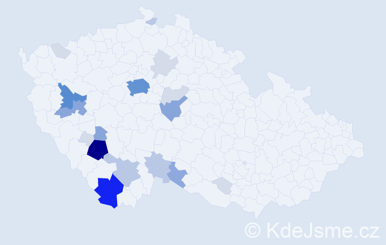 Příjmení: 'Zdychyncová', počet výskytů 78 v celé ČR