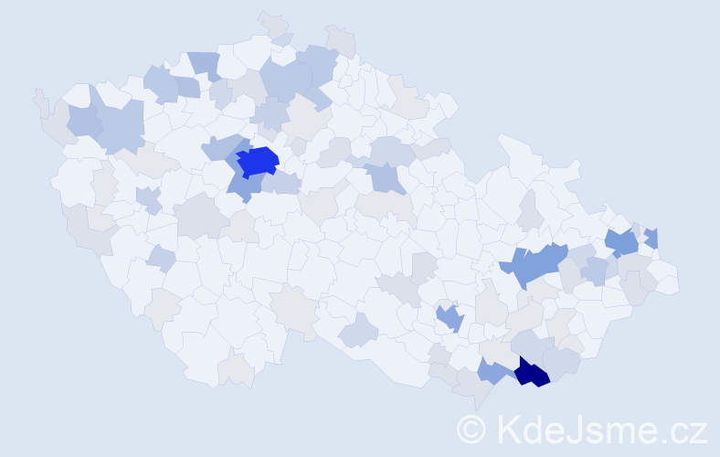 Příjmení: 'Kočiš', počet výskytů 306 v celé ČR
