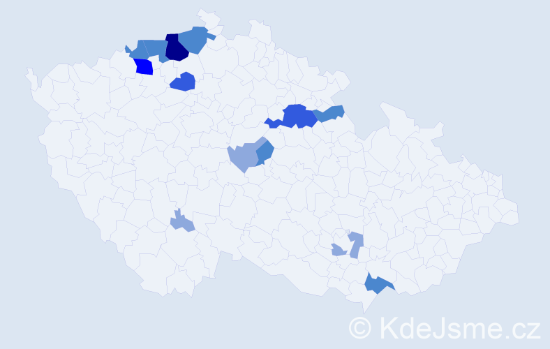 Příjmení: 'Gábel', počet výskytů 30 v celé ČR