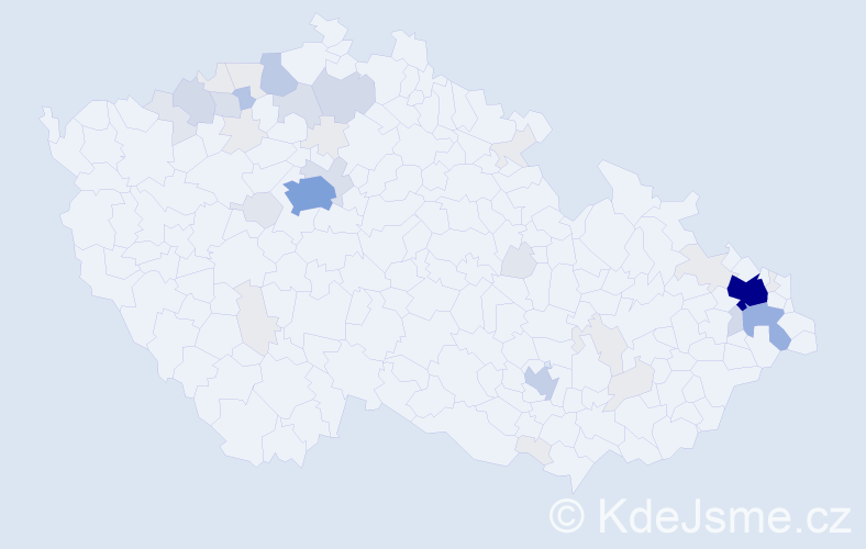 Příjmení: 'Kočko', počet výskytů 155 v celé ČR