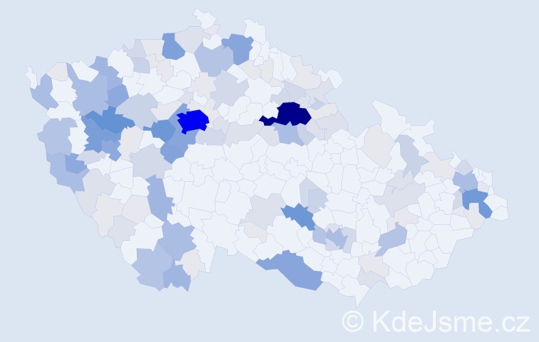 Příjmení: 'Koza', počet výskytů 474 v celé ČR