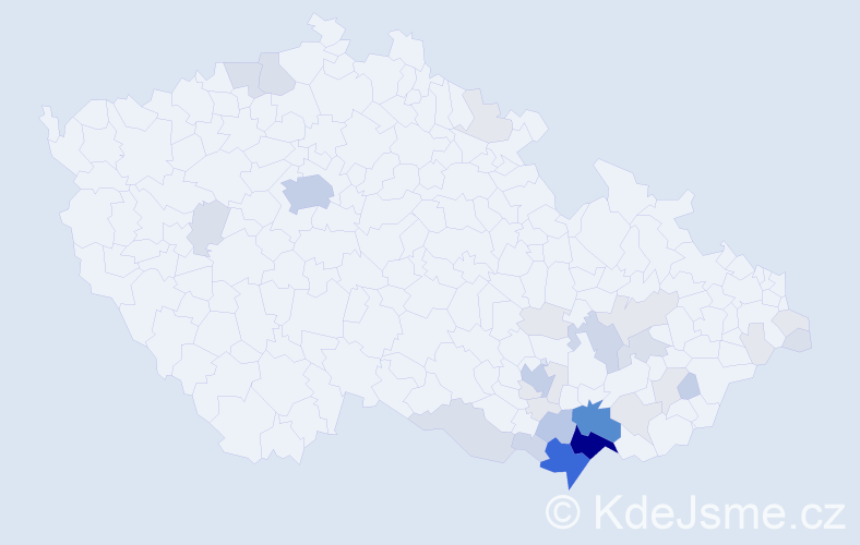 Příjmení: 'Esterková', počet výskytů 133 v celé ČR