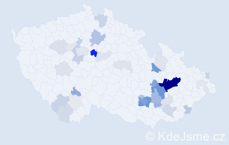 Příjmení: 'Okleštěk', počet výskytů 135 v celé ČR