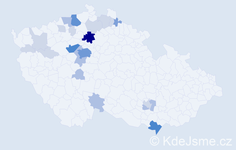 Příjmení: 'Vilda', počet výskytů 63 v celé ČR