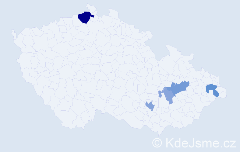 Příjmení: 'Kosztyu', počet výskytů 12 v celé ČR