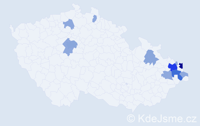 Příjmení: 'Mojáková', počet výskytů 34 v celé ČR