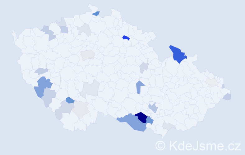Příjmení: 'Zeleňáková', počet výskytů 87 v celé ČR