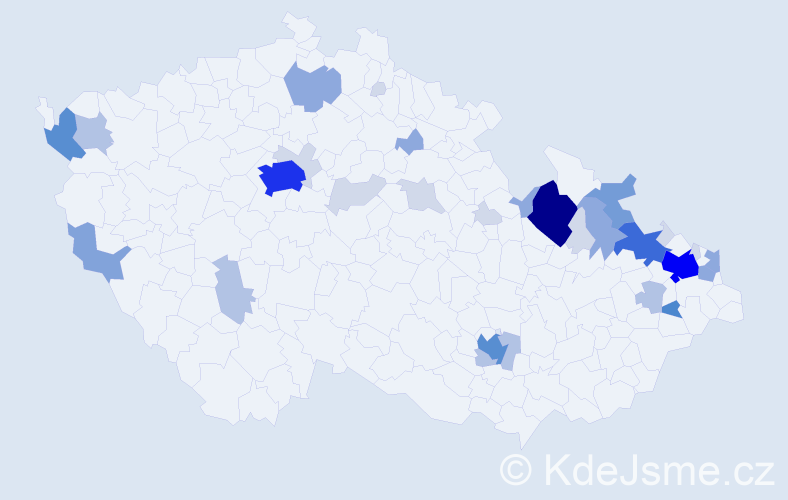 Příjmení: 'Diro', počet výskytů 114 v celé ČR