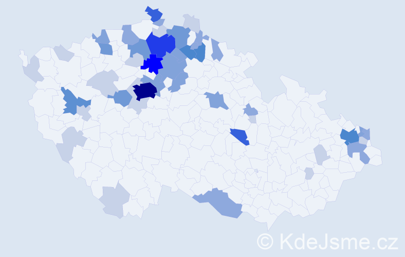 Příjmení: 'Vajsová', počet výskytů 135 v celé ČR