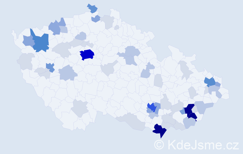 Příjmení: 'Gergelová', počet výskytů 180 v celé ČR