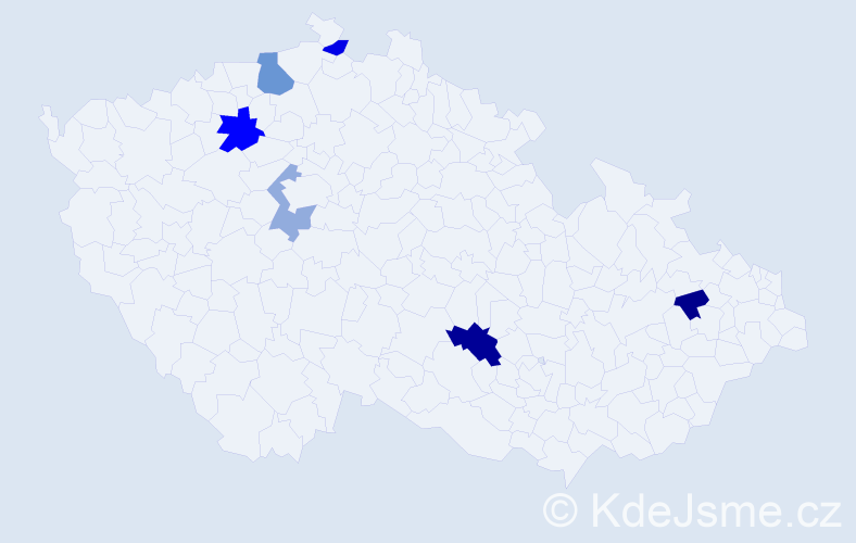 Příjmení: 'Tautermanová', počet výskytů 9 v celé ČR